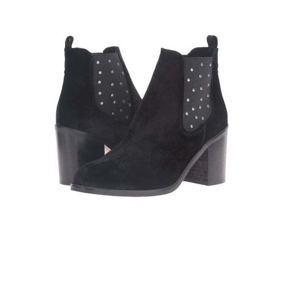 MUSSE & CLOUD BLACK VELVET SILVER STUDDED CHUNKY HEEL ANKLE BOOTIES SIZE… - Picture 2 of 7